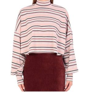 Free People Steph pink long sleeve striped top